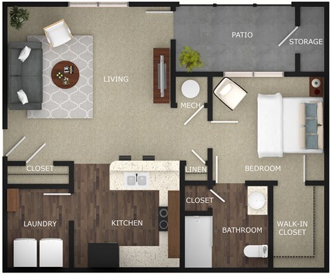 a floor plan of a room with a bedroom and a living room